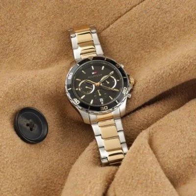 Tommy Hilfiger Two-Tone Steel Black Dial Multi-function Men's Watch