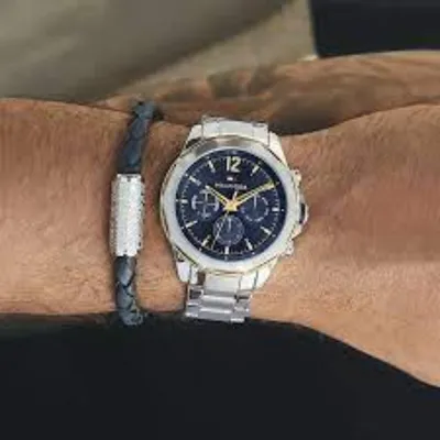 Tommy Hilfiger Blue Dial Silver Stainless Steel Strap Watch