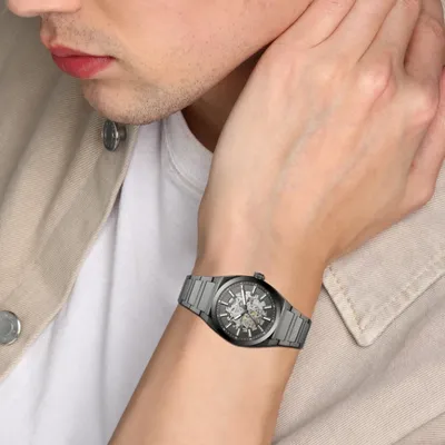 Fossil Everett Automatic Smoke Stainless Steel Men's Watch