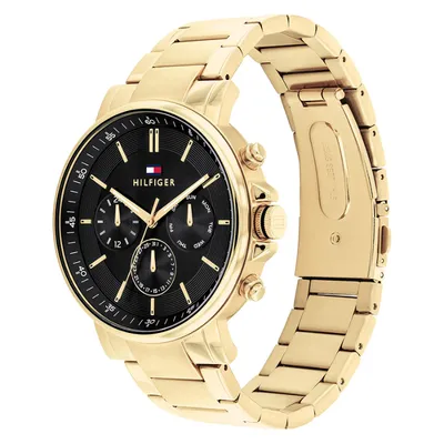 Tommy Hilfiger Multifunction Black Stainless Steel Strap for Men