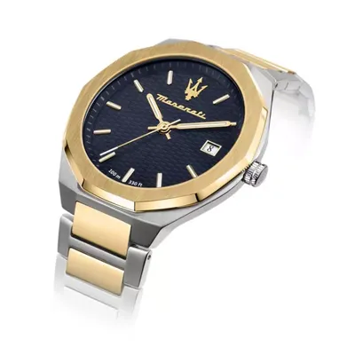 Maserati Stile Black Dial Two Tone Stainless Steel Watch