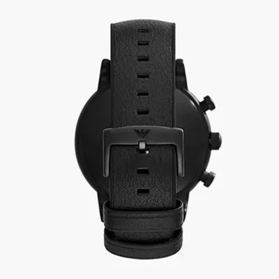 Emporio Armani Chronograph Black Leather Watch