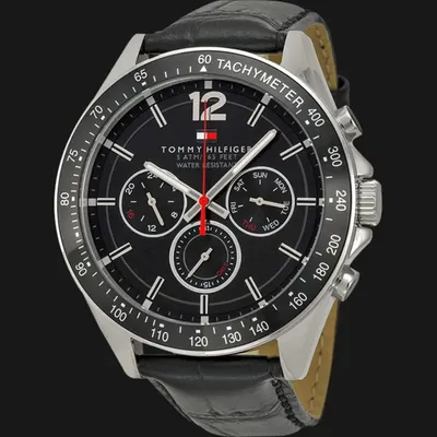 Tommy Hilfiger Quartz Analog Black Dial Leather Strap Watch