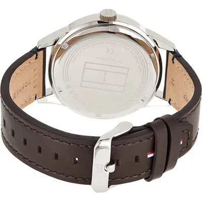 Tommy Hilfiger Austin Grey Dial Brown Leather Strap Watch for Men