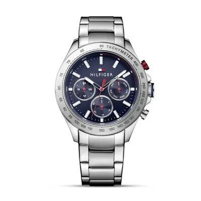 Tommy Hilfiger Hudson Chronograph Quartz Blue Dial Silver Steel Strap Watch