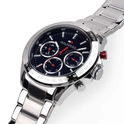 Tommy Hilfiger Hudson Chronograph Quartz Blue Dial Silver Steel Strap Watch