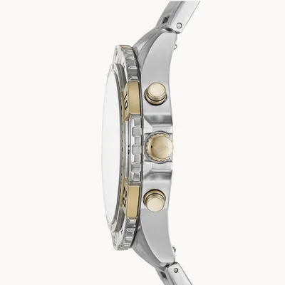 Fossil Garrett Chronograph Green Dial Two Tone Steel Strap Watch for Men 