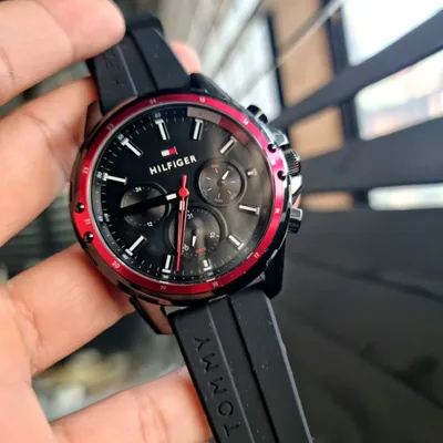 Tommy Hilfiger Mason Black Dial Black Rubber Strap Men's Watch