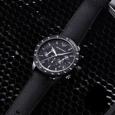 Emporio Armani MARIO With Black dial Fibers belt Watch