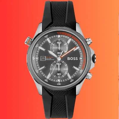Hugo Boss Men's Grey Dial Black Silicone Watch