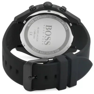 Hugo Boss Velocity Black Dial Black Rubber Strap Watch 