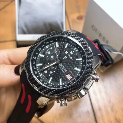 GUESS Men's Chronograph Quartz Watch with Silicone Strap 