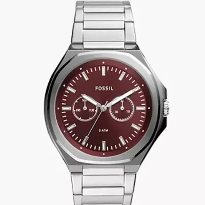Fossil Analog Burgundy Dial Men's Watch