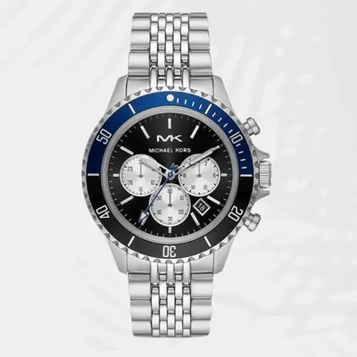 Michael Kors Men’s Chronograph Stainless Steel Black Dial Watch 