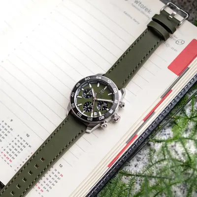 Tommy Hilfiger Green Leather Chronograph Men's Watch