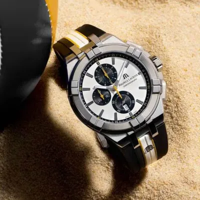 Maurice Lacroix Aikon Silver colored/Rubber Ø42 mm