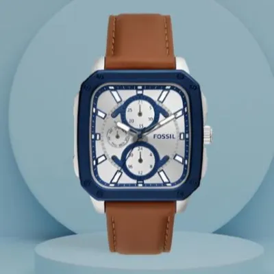 FOSSIL MULTIFUNCTION BROWN LEATHER WATCH