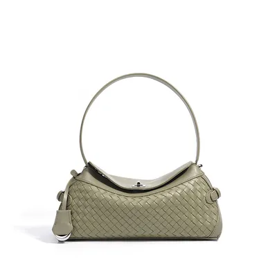 Genuine Leather Woven Underarm Bag