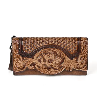 Top Layer Leather Long Wallet