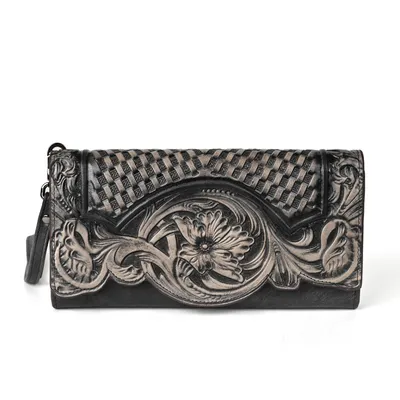 Top Layer Leather Long Wallet