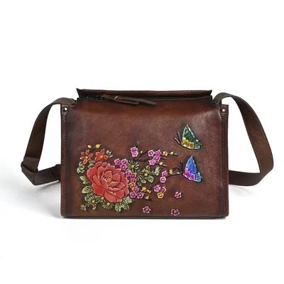 Ethnic Style Cowhide Crossbody Bag