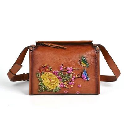 Ethnic Style Cowhide Crossbody Bag