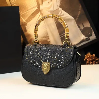 Luxury Ostrich Pattern Saddle Bag