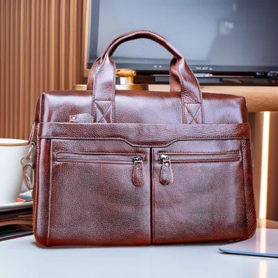 Men’s Genuine Leather Business Laptop Bag