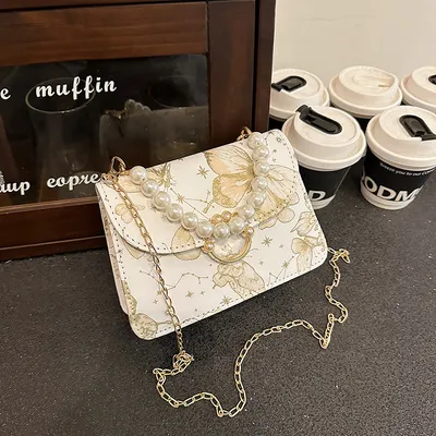 Butterfly Pearl Portable Small Square Bag 