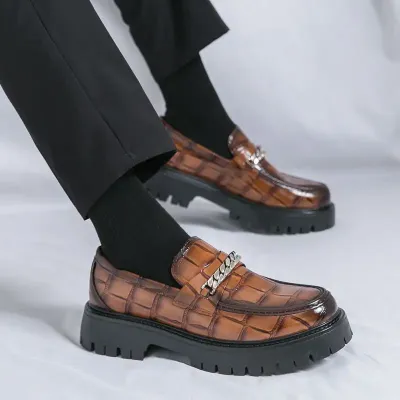 MENS LEATHER CHAINS FORMAL DRESS SHOES