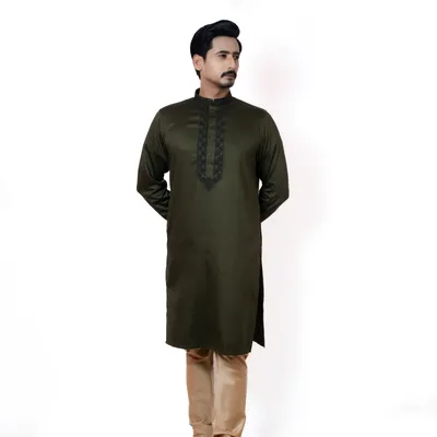 ELEGANT OLIVE MEN'S PANJABI 
