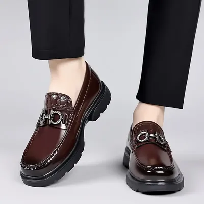 BRITISH CASUAL THICK-SOLED LEATHER SHOES