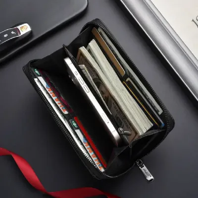  MEN'S LONG WALLET ZIPPER CLUTCH BAG 