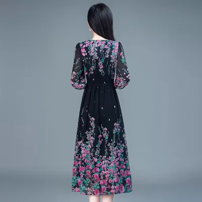 Slim Positioning Flower Imitation Silk Kurti