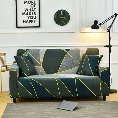 Geometric Green Elastic Sofa Cover 