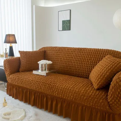 Solid Bubble Gauze Skirt Sofa Cover