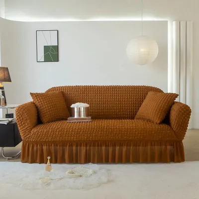 Solid Bubble Gauze Skirt Sofa Cover