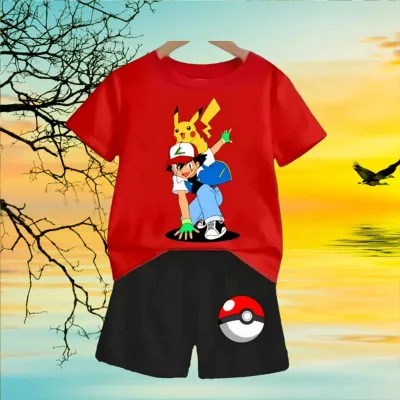 Red Printed T-Shirt Set.
