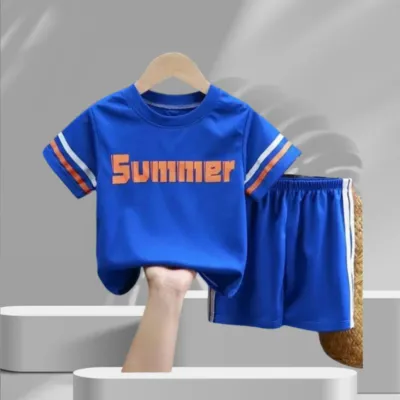Summer Print T-shirt Set –Blue