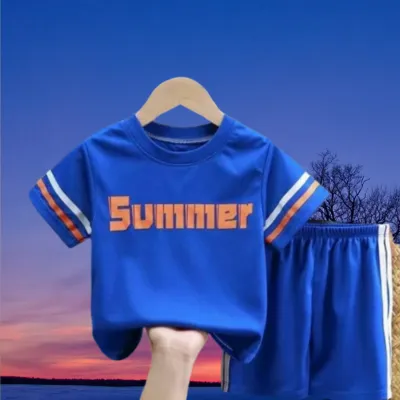 Summer Print T-shirt Set –Blue