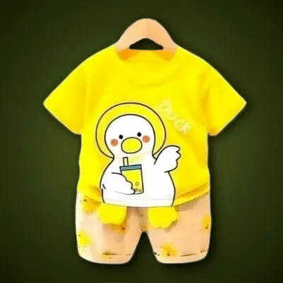Duck Print T-shirt Set -Yellow