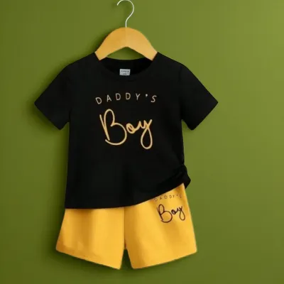 Yellow Contrast Daddy's boy Printed Set