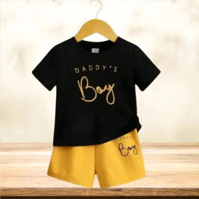 Yellow Contrast Daddy's boy Printed Set