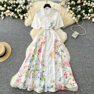 ELEGANT PRINTED FAIRY LONG DRESS