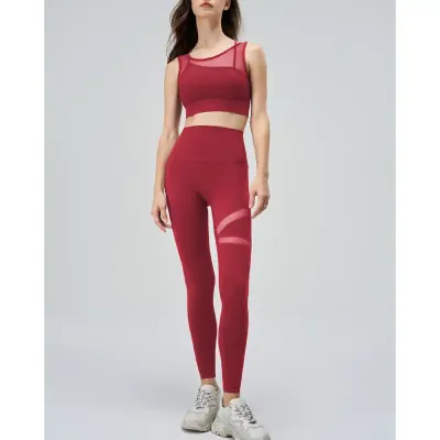 TWO-PIECE MESH YOGA SUIT