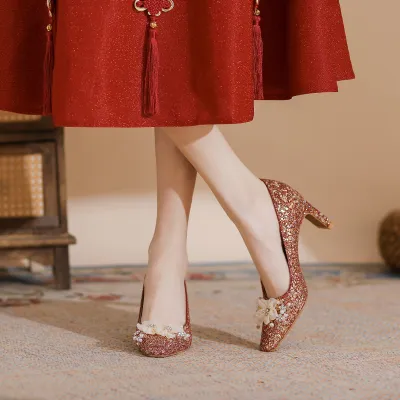 CHINESE RED ELEGANT WEDDING SHOES