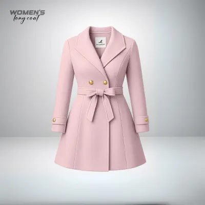 Womens Long Coat- Pink