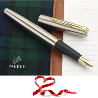 Parker Frontier Stainless Steel GT Gold Trim Fountain Pen