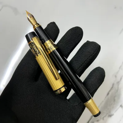 Classic design Heavy Metal Golden and Black Fountain Pen