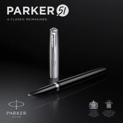 Parker 51 Fountain Pen Black Barrel with Chrome Trim 